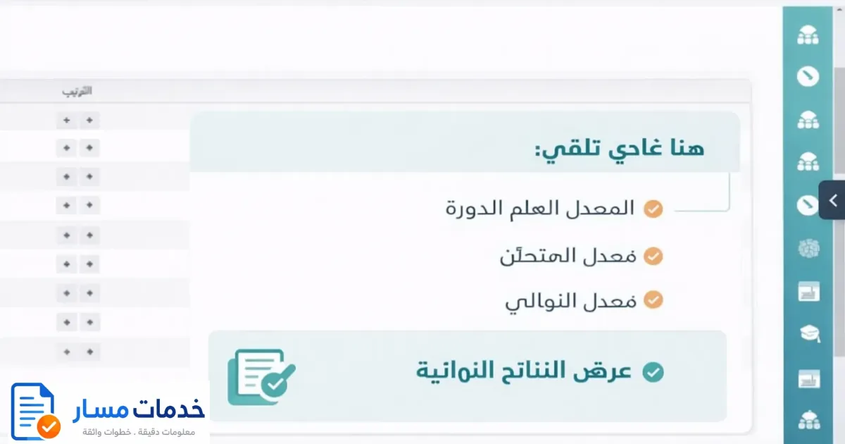 عرض المعدل العام ومعدل الدورة والنتائج النهائية فمسار